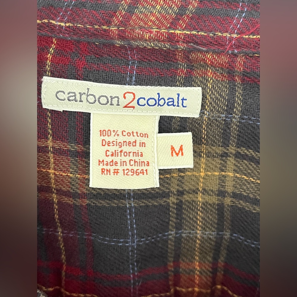 Carbon 2 Cobalt Men's Plaid Flannel Long Sleeve Button-Down Shirt Size Medium - Picture 6 of 10